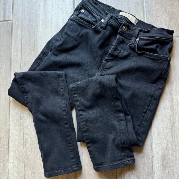 7 For All Mankind “Josefina” Black Straight Leg Jeans – Women’s Size 0 - Picture 1 of 10
